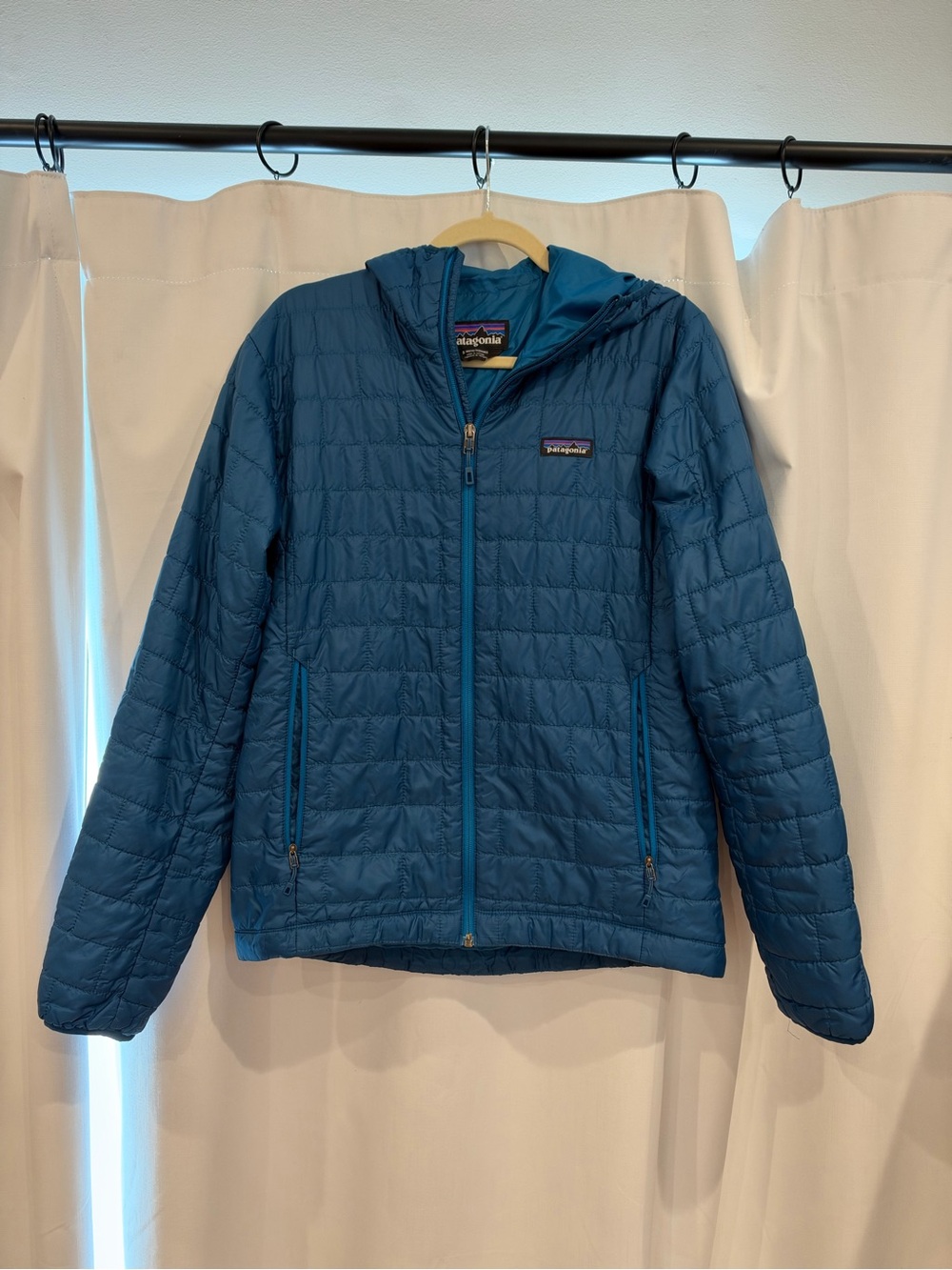 Patagonia Kids Blue Quilted Hooded Puffer Jacket